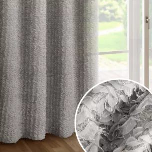 Zasłona srebrna zdobiona moherową nicią i subtelnymi falbanami 135x250 przelotka - TIFFANY - Eva Minge