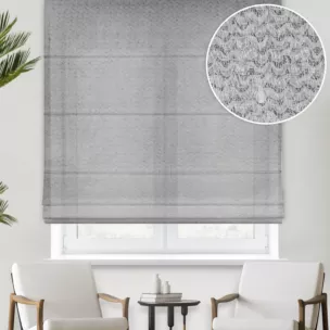 Roleta rzymska srebrna z tkaniny z aplikacją