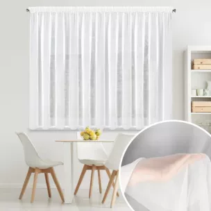 Firana biała z gładkiego matowego woalu 300x160 cm taśma LUCY