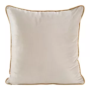 Poszewka na poduszkę 40x40 cm welwetowa kolor beżowy z ozdobną wypustką na brzegach MEL
