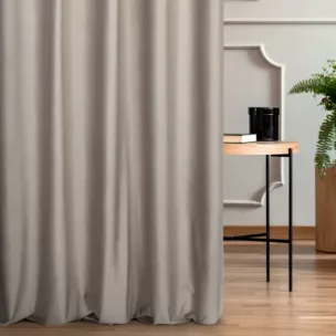 Zasłona szyta na taśmie 5 cm jasnobrązowa z miękkiej półmatowej tkaniny welwetowej