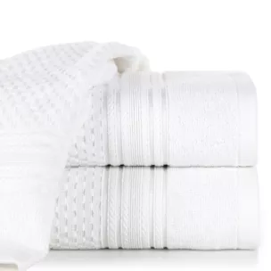 Ręcznik kąpielowy 70x140 cm bawełniany kolor biały zdobiony subtelnymi paseczkami 500 g/m2 DAVOS