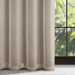 Zasłona beżowa o strukturze siateczki 140x250 cm przelotka - ADELA