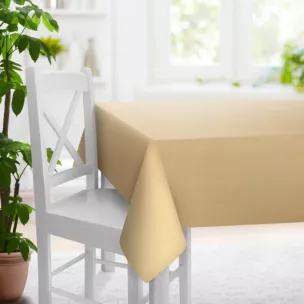 Obrus szyty złoto jasnobeżowy z miękkiej półmatowej tkaniny welwetowej