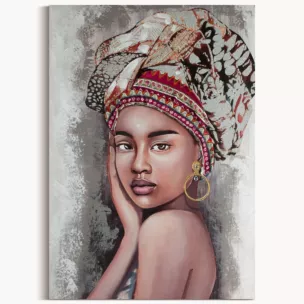 Obraz portret kobiety w turbanie ręcznie malowany na płótnie