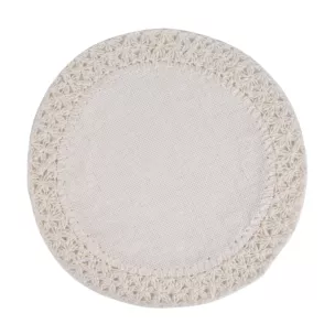 Podkładka okrągła na stół kremowa średnica 38 cm BOHO 11 pleciona z ozdobnym brzegiem