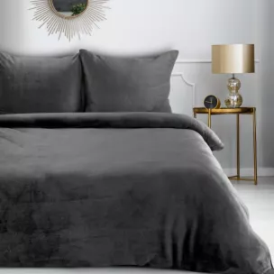 Pościel 220x200 cm gładka z polaru kolor stalowy FLANO