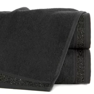 Ręcznik kąpielowy 50x90 cm bawełniany kolor grafitowy z ozdobną bordiurą 400 g/m2 MELANIE