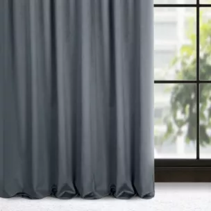 Zasłona grafitowa z gładkiego i miękkiego welwetu 140x300 cm taśma imitująca flex MADLEN