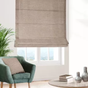 Roleta rzymska beżowa z tkaniny z aplikacją