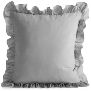 Poszewka na poduszkę 45x45 cm bawełniana z ozdobną falbanką srebrna