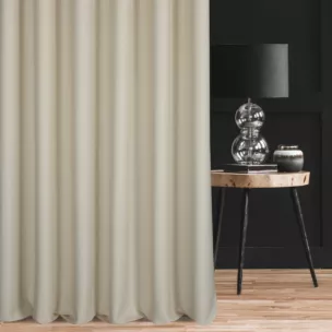 Zasłona szyta na taśmie 5 cm kremowa z miękkiej tkaniny o naturalnym splocie w stylu ekologicznym