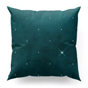 Poszewka szyta turkusowa z miękkiej, welwetowej tkaniny z błyszczącą cyrkonią Italissima Eva Minge