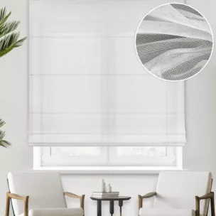 Roleta rzymska naturalna z miękkiej matowej tkaniny o strukturze siatki, wykończona obciążnikiem, odporna na zaciągnięcia