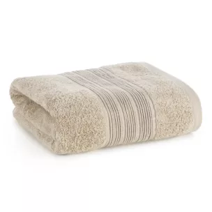 Ręcznik kąpielowy 70x140 cm bawełniany kolor beżowy w poziome paseczki 500 g/m2 VERANO