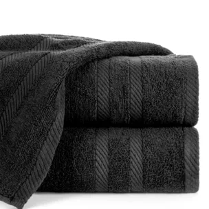 Ręcznik kąpielowy 70x140 cm bawełniany kolor czarny z ozdobną bordiurą 500 g/m2 MILO