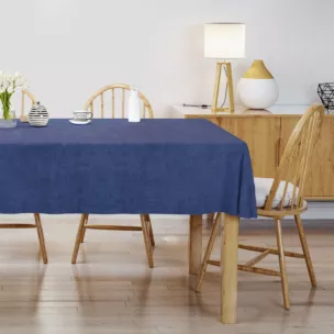 Obrus szyty DORA - HIT chabrowy z miękkiej tkaniny o welurowej strukturze