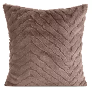 Poszewka na poduszkę 45x45 cm futrzana ciemnobeżowa zdobiona efektem 3D KATE