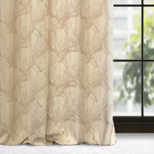 Zasłona welwetowa kremowo, szampańska z motywem roślinnym 140x250 cm przelotka - GOJA - Pierre Cardin