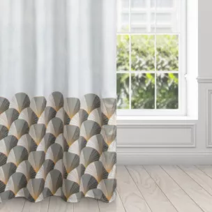 Zasłona welwetowa, biało szara ze złotym wzorem 140x250 cm przelotka - GINA - Design 91