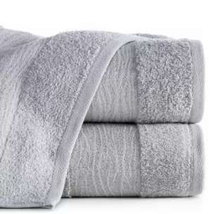 Ręcznik do rąk 30x50 cm bawełniany kolor srebrny z błyszczącą bordiurą 500 g/m2 AMBER