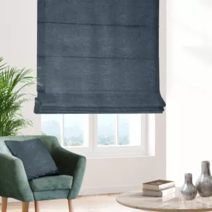 Roleta rzymska niebieska z tkaniny szenilowej z efektem melanżu