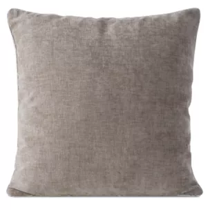 Poszewka na poduszkę 45x45 cm beżowa szenilowa zdobiona srebrną lamówką MARY