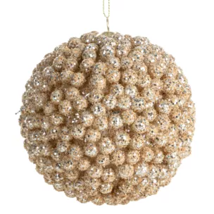 Bombka choinkowa zdobiona wypukłym wzorem i lśniącymi drobinkami