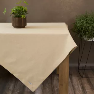 Obrus złoty 140x220 cm o strukturze płótna STELLA 1 z dodatkiem srebrnej nici