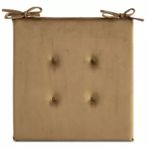 Poduszka na krzesło 40 x 40 x 3 cm  welwetowa miodowa z ozdobnym pikowaniem i praktycznymi troczkami GAJA