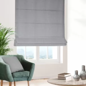 Roleta rzymska popielata z tkaniny o naturalnym splocie z efektem melanżu