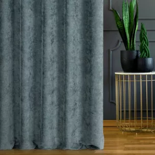 Zasłona szyta na taśmie 5 cm turkusowa z miękkiej tkaniny szenilowej typu dimout o naturalnym splocie