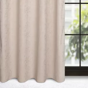 Zasłona beżowa z welwetu wytłaczanego w liście 140x250 cm przelotka  -  OCTAVIA