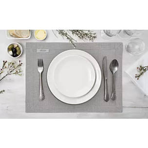 Komplet serwet 4 szt srebrne 30x40 cm BIANCA 2 z tkaniny o płóciennym splocie z dodatkiem błyszczącej nici wykończonych podwójną listwą na brzegach