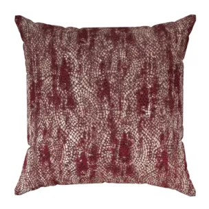 Poszewka szyta bordowo złocista z grubej, welwetowej tkaniny z geometrycznym wzorem, zdobiona delikatnie połyskującym nadrukiem
