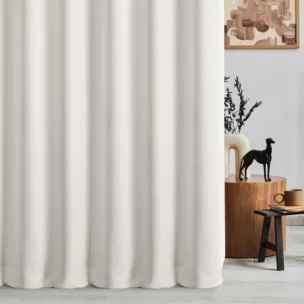 Zasłona szyta na flexach naturalna z tkaniny o szenilowej strukturze