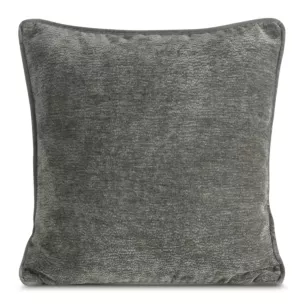 Poszewka na poduszkę 45x45 cm stalowa z szenilowej tkaniny i wypustką na brzegach KLARA 03