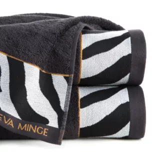 Ręcznik kąpielowy 50X90 cm bawełniany kolor czarny,szary z designerską bordiurą 500 g/m2 EVA 22 Eva Minge