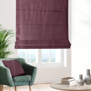 Roleta rzymska SAFARI wrzosowa z miękkiej welwetowej tkaniny z połyskiem