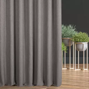 Zasłona szyta na taśmie 5 cm grafitowo niebieska z tkaniny o grubym splocie i efektem melanżu