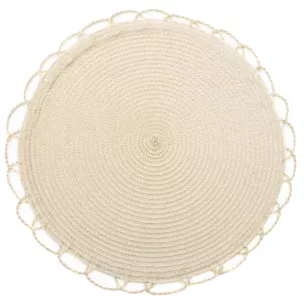 Podkładka okrągła na stół beżowa średnica 38 cm TINA pleciona