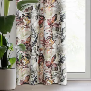 Zasłona biało, stalowa w liście z tkaniny welwetowej 140x270 cm taśma - ADELINE - Diva Line