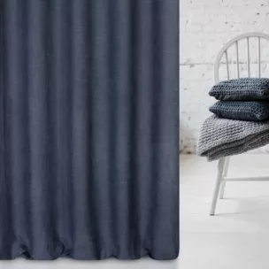Zasłona szyta na taśmie 5 cm granatowa o naturalnym, gęstym splocie w stylu eko
