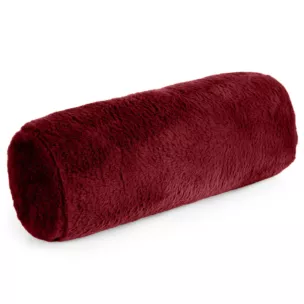 Poduszka wałek 15x45 cm bordowy z miękkiej futrzanej tkaniny  NINA