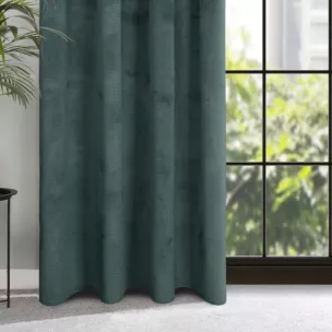 Zasłona ciemnomiętowa z wytłaczanego welwetu 140x300 cm taśma - ELIZA