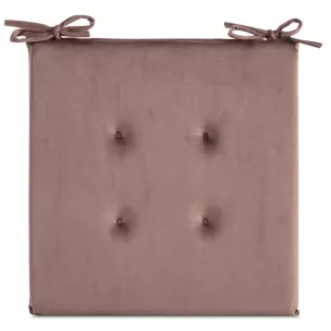 Poduszka na krzesło 40 x 40 x 3 cm  welwetowa ciemnoróżowa z ozdobnym pikowaniem i praktycznymi troczkami GAJA