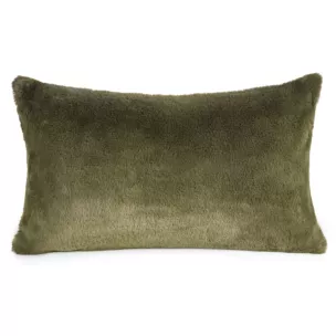 Poszewka na poduszkę 30x50 cm oliwkowa z miękkiej futrzanej tkaniny NINA