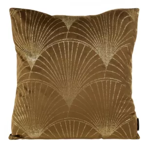 Poszewka na poduszkę 45x45 cm welwetowa kolor brązowy ze złotym nadrukiem BLINK 21