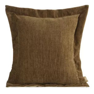Poszewka na poduszkę 55x55 cm z szenilowej tkaniny jasnobrązowa o widocznym ozdobnym splocie Eva Minge Elegante
