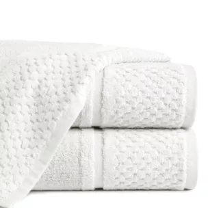 Ręcznik do rąk 30x50 cm bawełniany kolor kremowy z efektowną bordiurą 550 g/m2 IBIZA